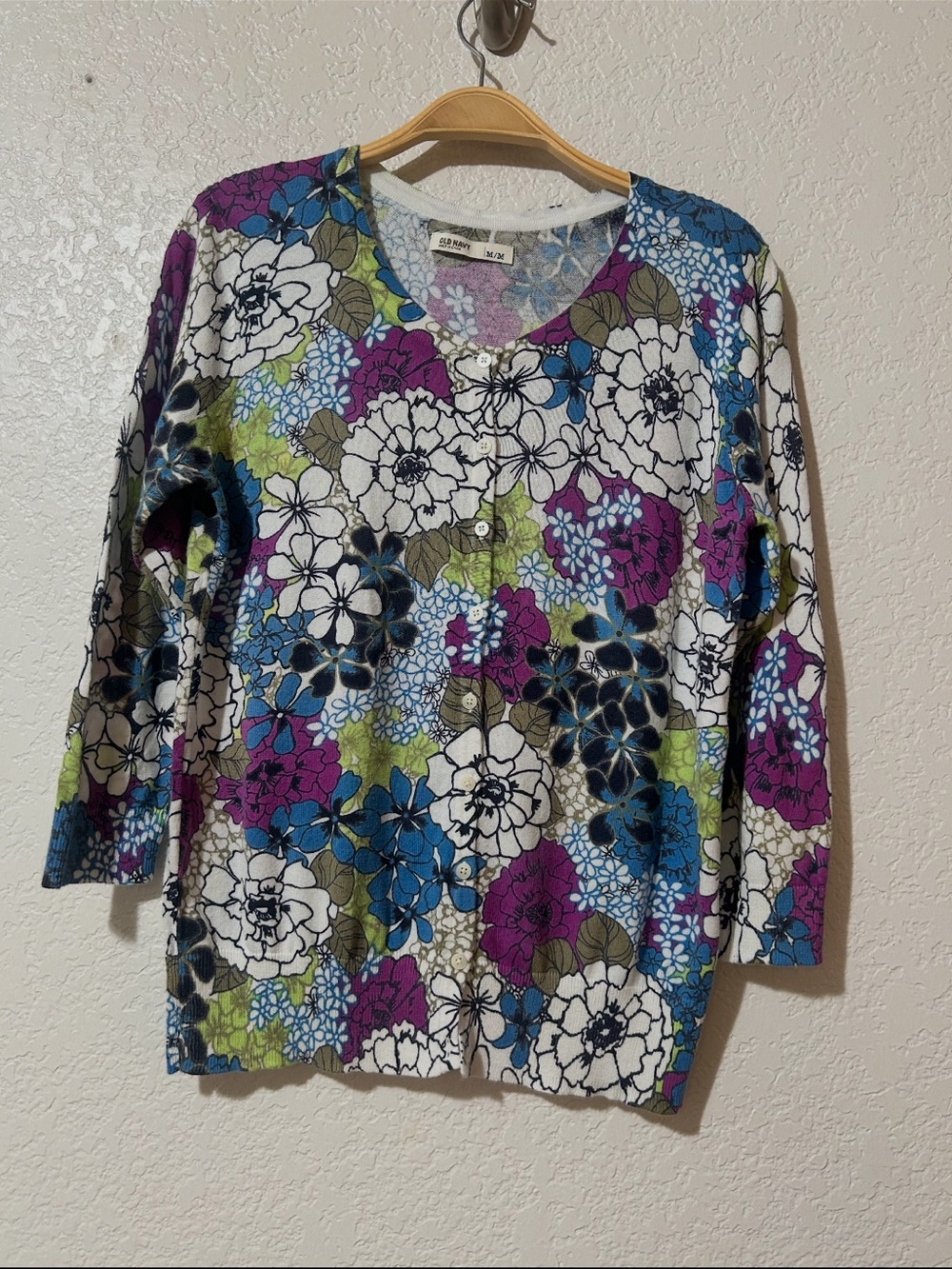 Old Navy Multicolor Floral V-Neck Button Cardigan